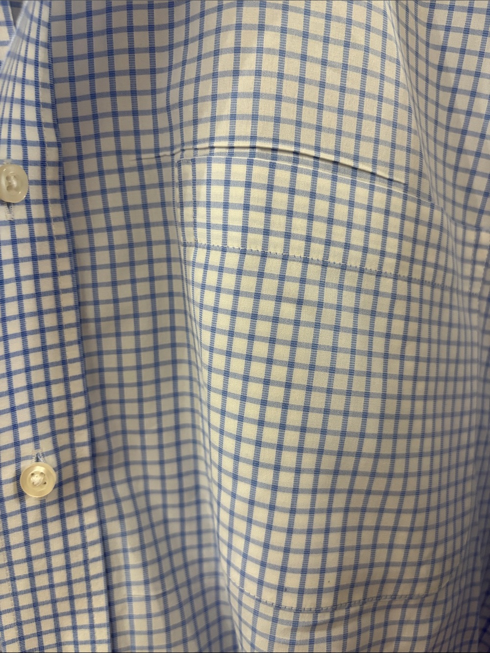 Saks Fifth Avenue Men's Light Blue Checked Dress Shirt - size 17.5 (34/35) - Picture 3 of 5